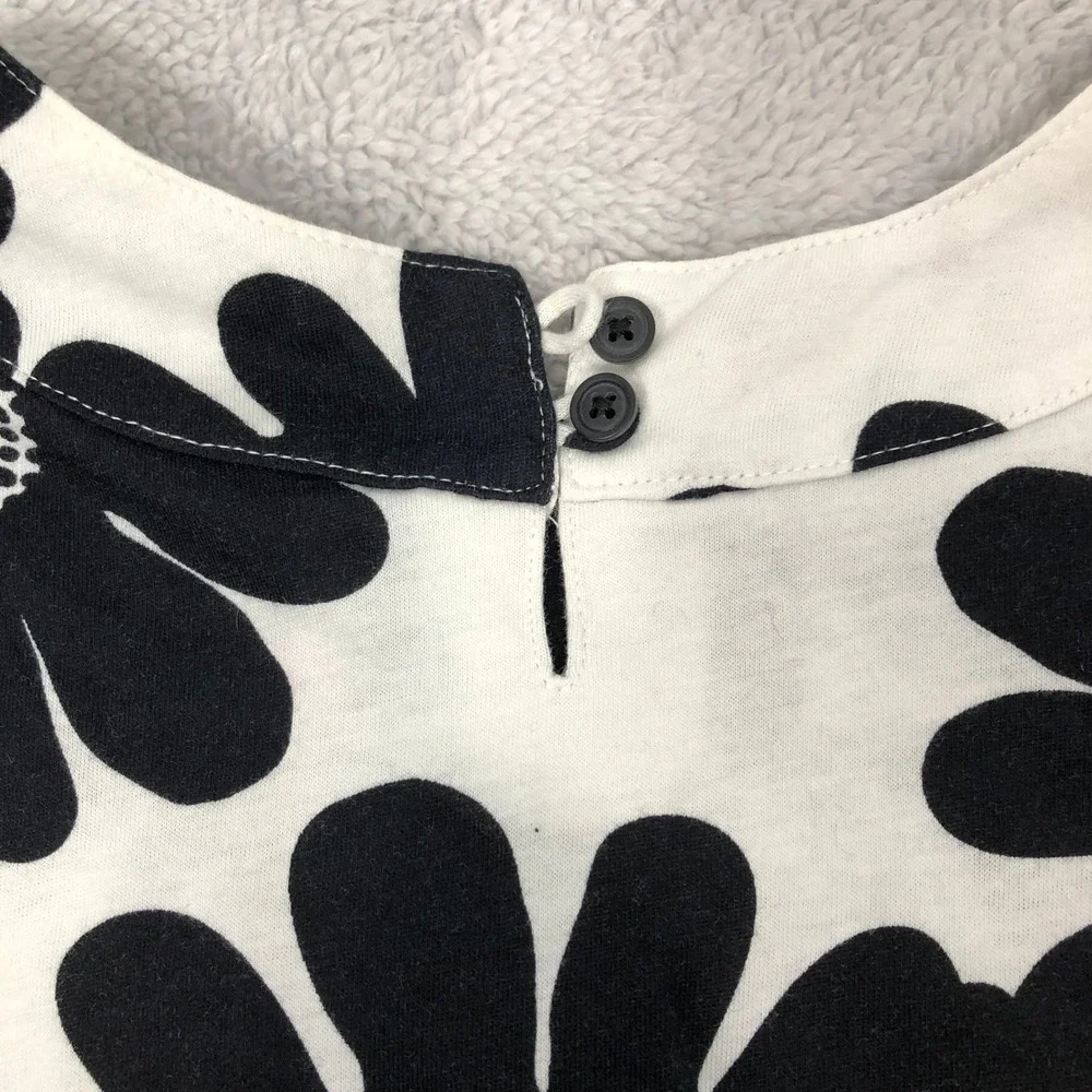 Carter's Top Girls Size 5 White Black Floral Daisy Red Pockets Long Sleeve Tunic